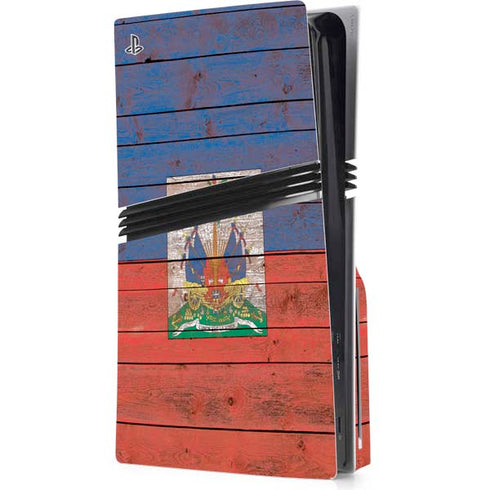 Haiti Flag Dark Wood PlayStation PS5 Skins